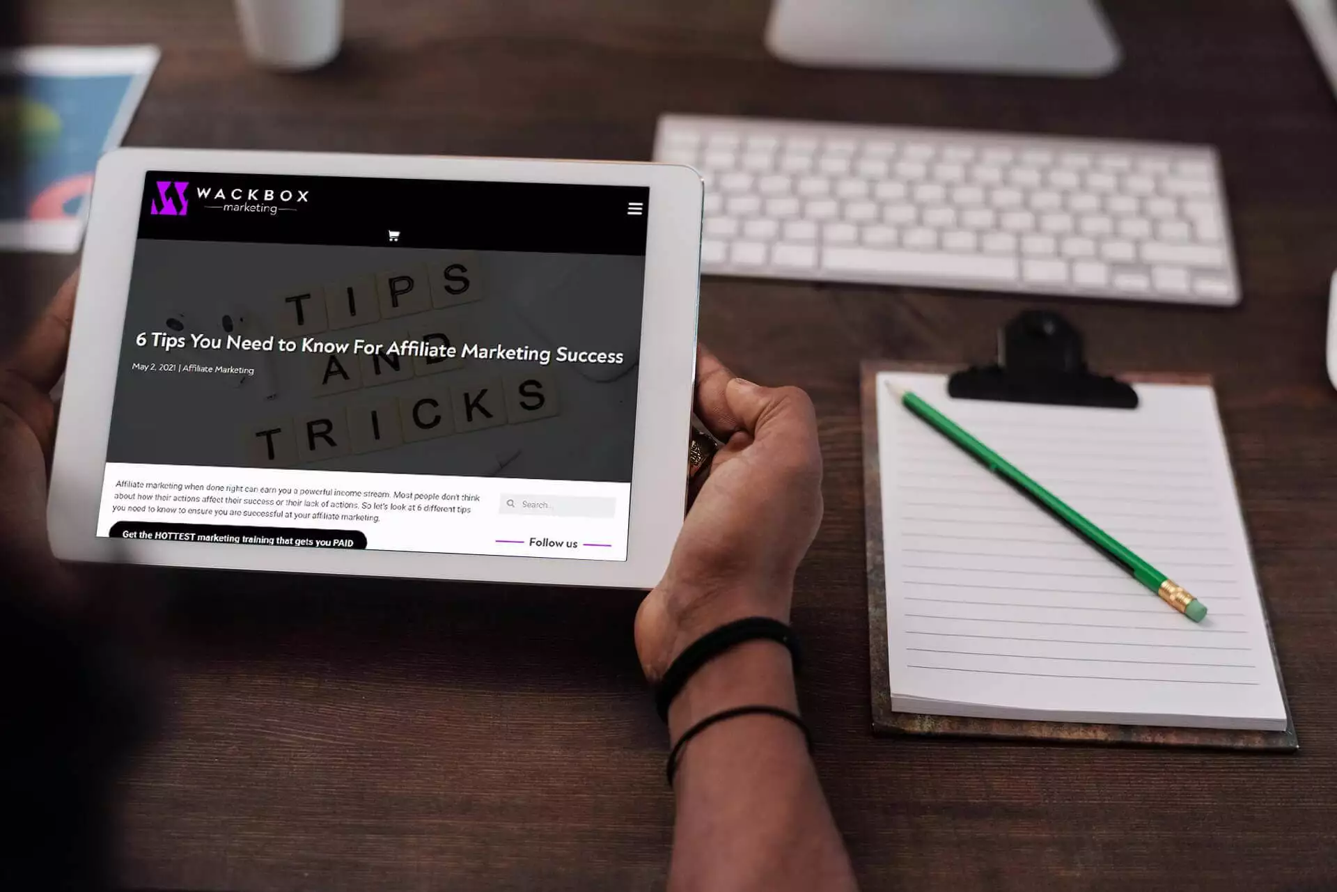 viewing free lesson on a tablet