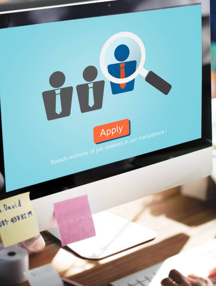 a computer screen displays a job search website with an